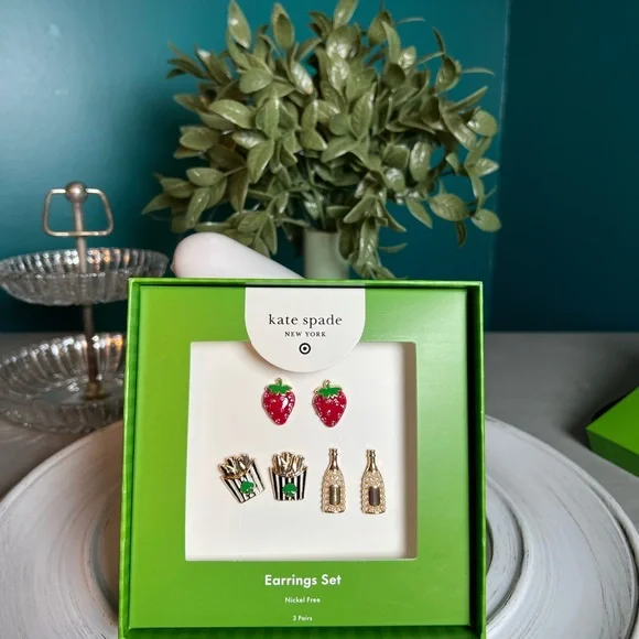 Kate Spade Earrings Set - Red, Green, Gold - Picture 2 of 2